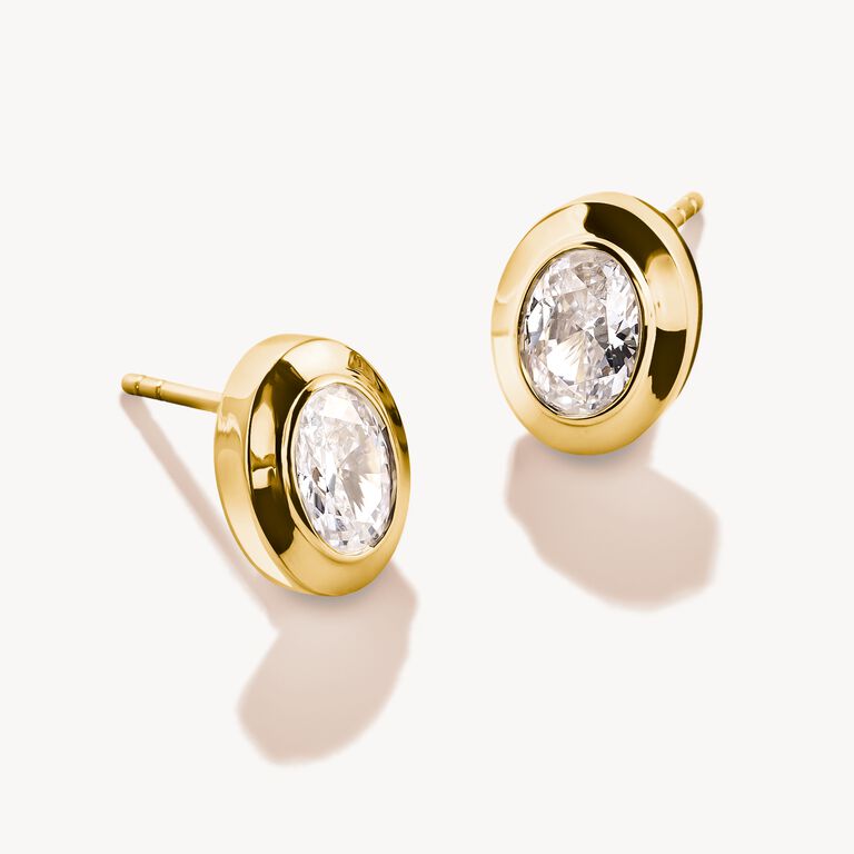 Thomas Sabo Gold Oval Zirconia Stone Stud Earrings