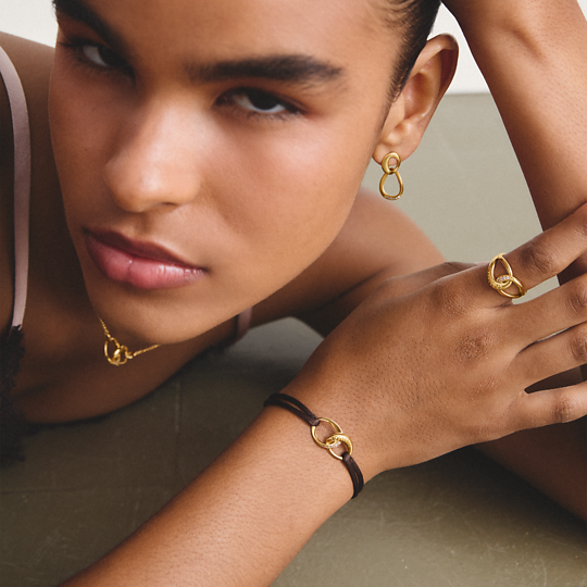 Thomas Sabo Gold Plated Zirconia Together Drop Earrings