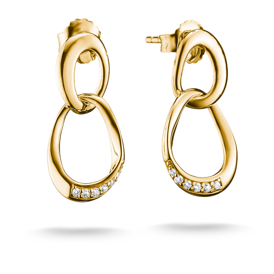Thomas Sabo Gold Plated Zirconia Together Drop Earrings