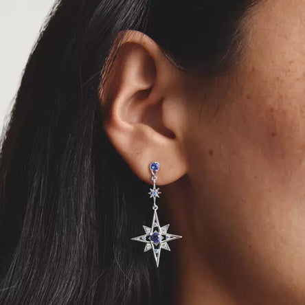 Thomas Sabo Silver Moon and Star Earrings with Blue Stone