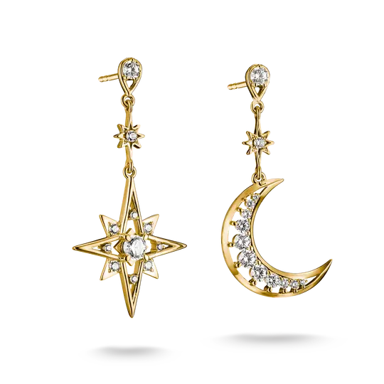 Thomas Sabo Gold Moon and Star Earrings