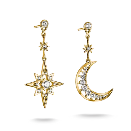 Thomas Sabo Gold Moon and Star Earrings