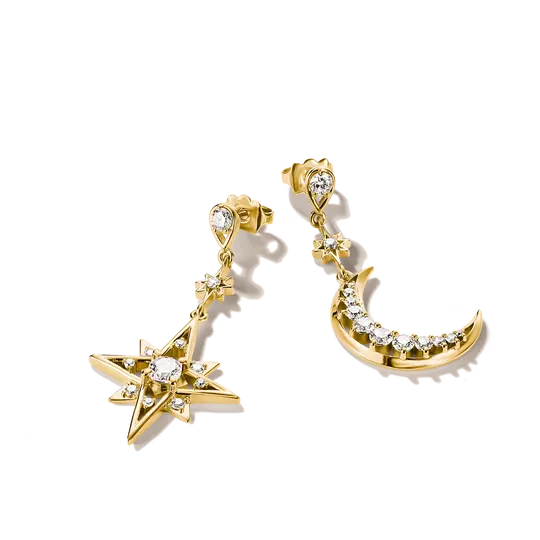 Thomas Sabo Gold Moon and Star Earrings