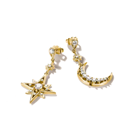 Thomas Sabo Gold Moon and Star Earrings