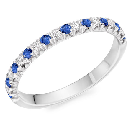 9ct White Gold Diamond & Sapphire Eternity Ring