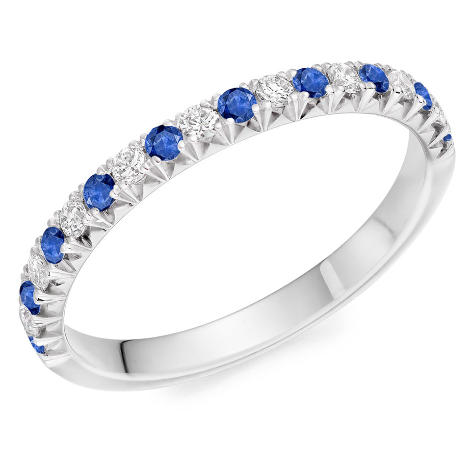 9ct White Gold Diamond & Sapphire Eternity Ring