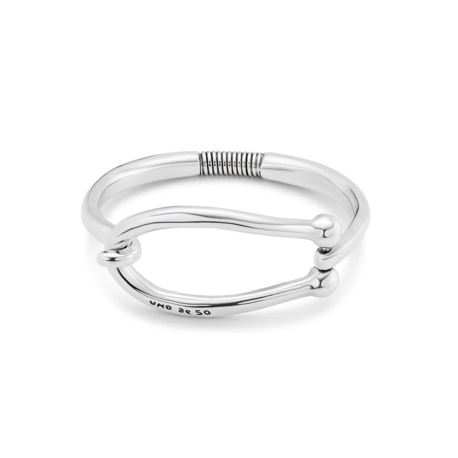 Uno De 50 Rigid Silver-plated Bracelet With Large Link and Inner Spring
