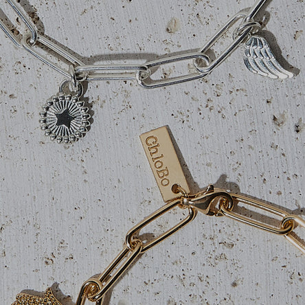 ChloBo Soul Compass Multi Charm Link Chain Bracelet