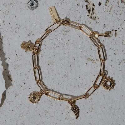 ChloBo Soul Compass Multi Charm Link Chain Bracelet