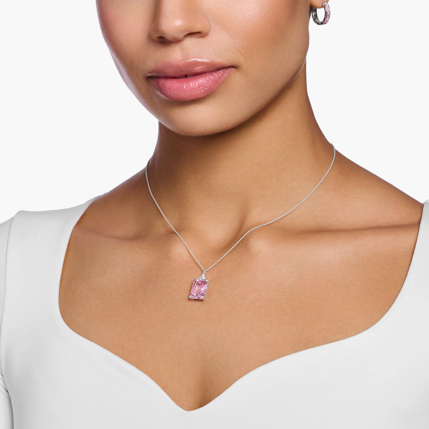 Thomas Sabo Silver Necklace with Pink Stone