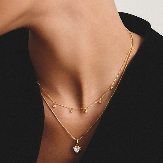 Thomas Sabo Gold Plated Zirconia Droplet Necklace