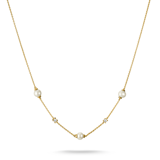 Thomas Sabo Gold Plated Pearl And Zirconia Necklace