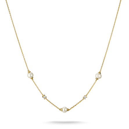 Thomas Sabo Gold Plated Pearl And Zirconia Necklace