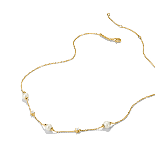 Thomas Sabo Gold Plated Pearl And Zirconia Necklace
