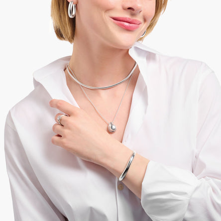 Thomas Sabo Silver Necklace With Pendant In Organic Drop-shape