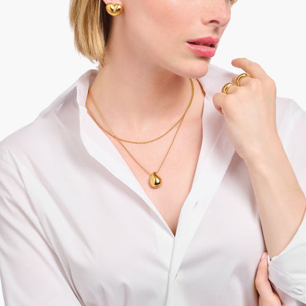 Thoma Sabo Gold-plated Necklace With Pendant In Organic Drop-Shape