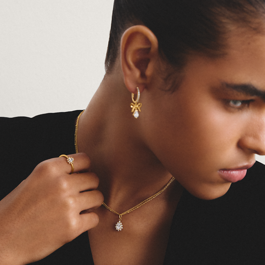 Thomas Sabo Gold Plated Double Chain Teardrop Necklace
