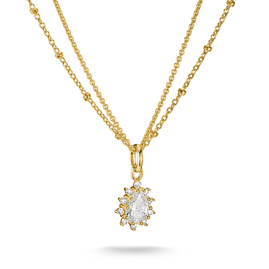 Thomas Sabo Gold Plated Double Chain Teardrop Necklace