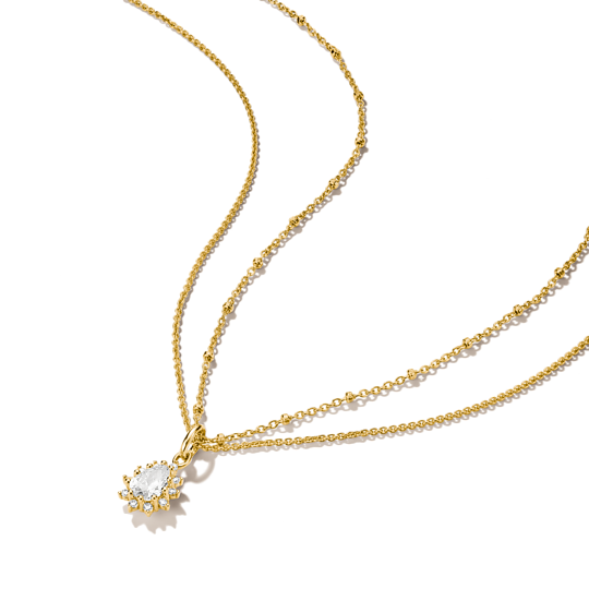 Thomas Sabo Gold Plated Double Chain Teardrop Necklace
