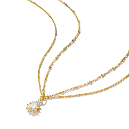 Thomas Sabo Gold Plated Double Chain Teardrop Necklace