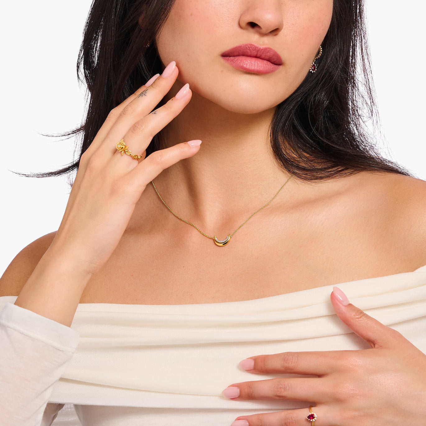 Thomas Sabo Yellow Gold-Plated Moon Necklace