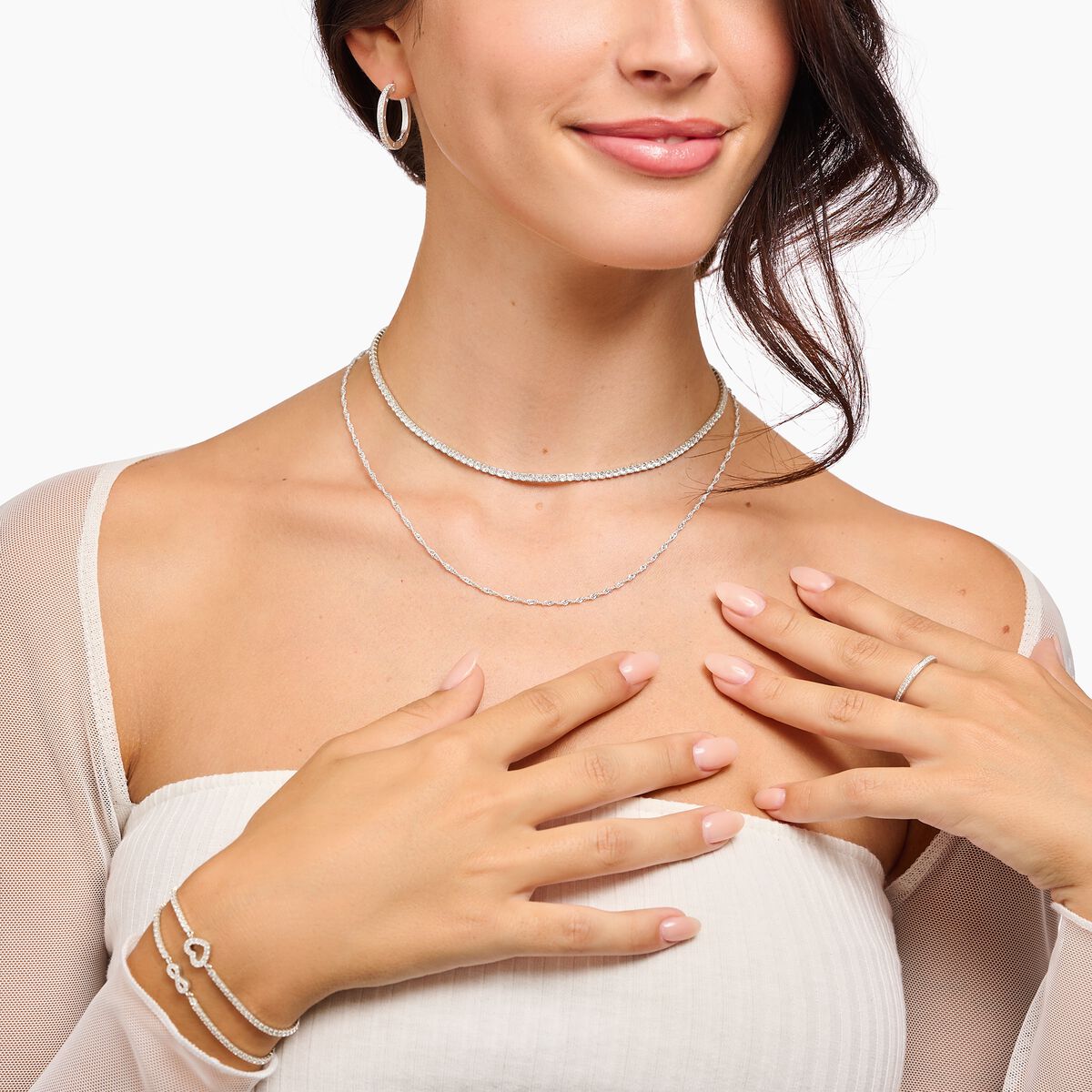 Thomas Sabo Silver necklace with white stones