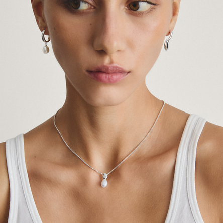 Thomas Sabo Drop Pearl Silver Necklace