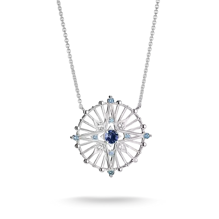 Thomas Sabo Silver Disc Star Necklace with Blue Stones