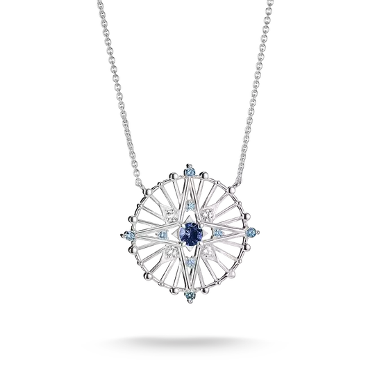 Thomas Sabo Silver Disc Star Necklace with Blue Stones