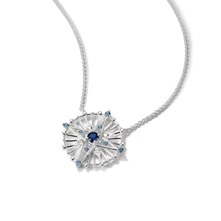 Thomas Sabo Silver Disc Star Necklace with Blue Stones