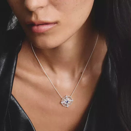 Thomas Sabo Silver Disc Star Necklace with Blue Stones