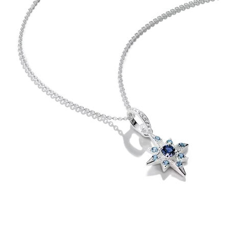Thomas Sabo Silver Star Necklace with Blue Stones