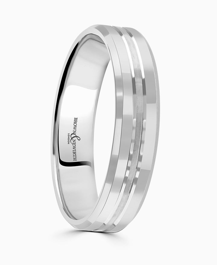 Platinum Pattern FLAT COURT WEDDING RING