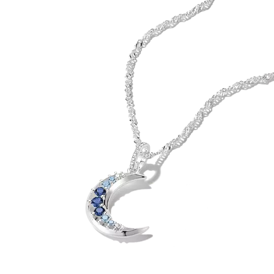 Thomas Sabo Silver Moon Pendant with Blue Stones