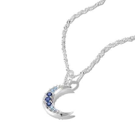 Thomas Sabo Silver Moon Pendant with Blue Stones