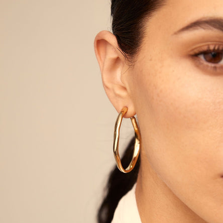 Uno De 50 Gold Plated Open Hoop Earrings