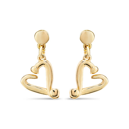 Uno De 50 Gold Plated Nailed Heart Drop Earrings