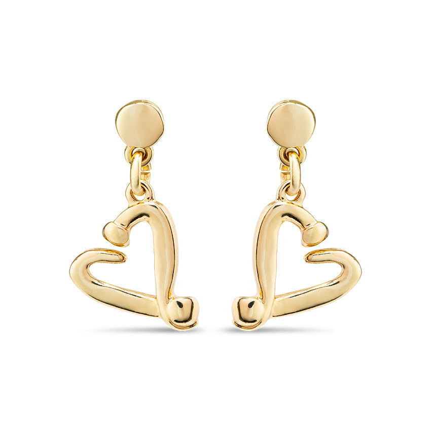 Uno De 50 Gold Plated Nailed Heart Drop Earrings