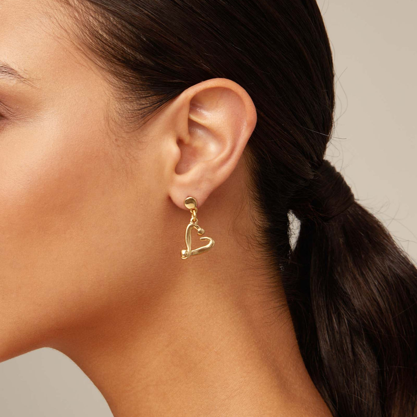 Uno De 50 Gold Plated Nailed Heart Drop Earrings