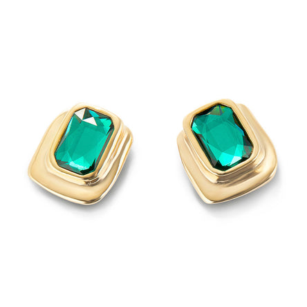 Uno De 50 Green Crystal Gold Plated Stud Earrings