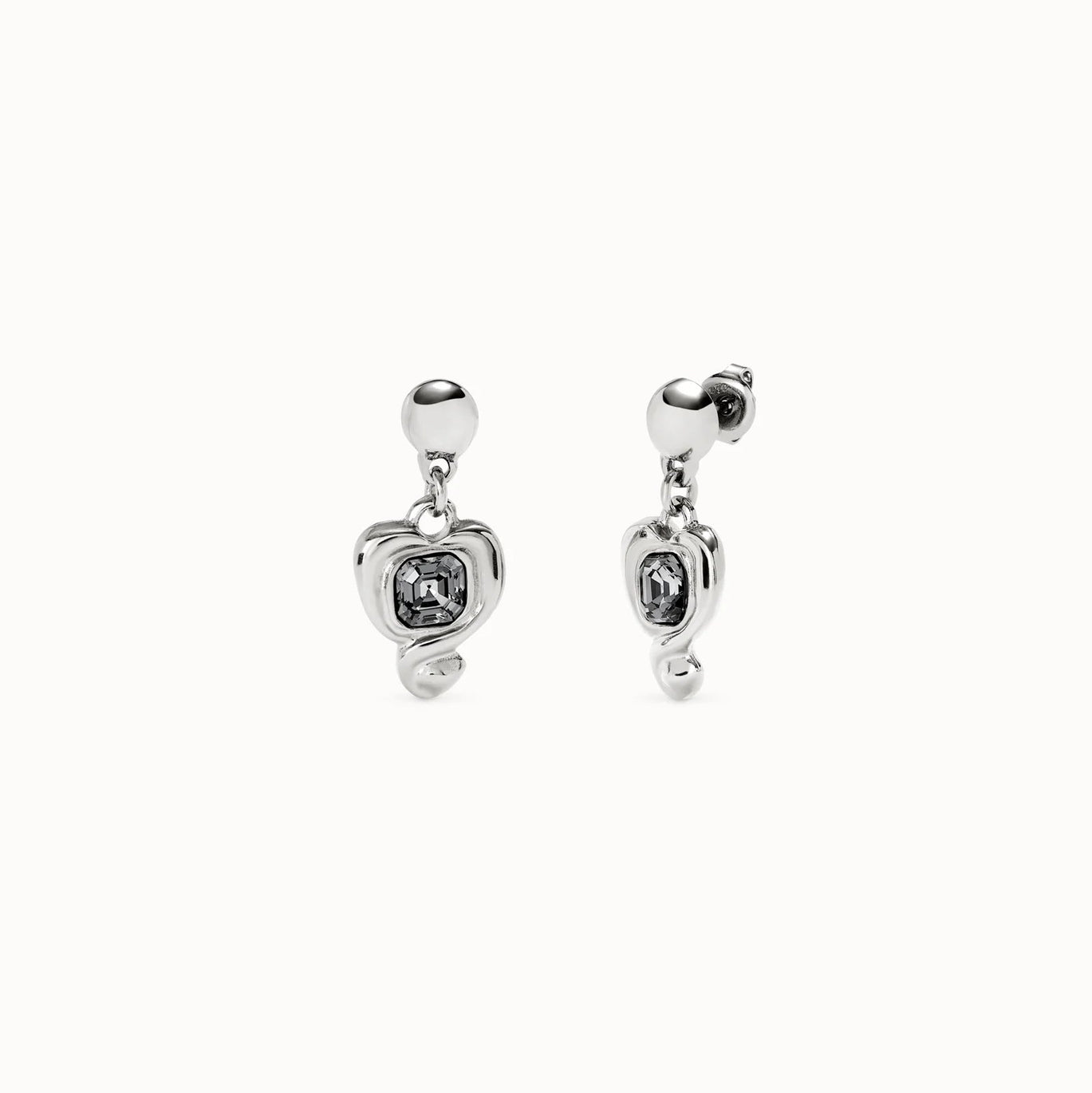 UNO De 50 Drop earrings with a heart and Grey crystal