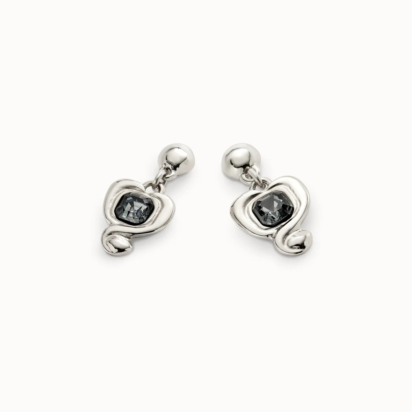 UNO De 50 Drop earrings with a heart and Grey crystal