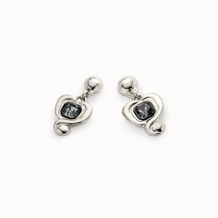 UNO De 50 Drop earrings with a heart and Grey crystal