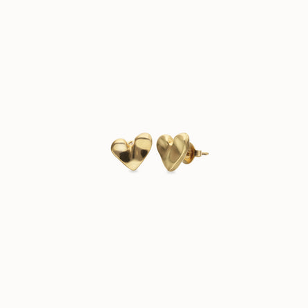 Uno de 50 Gold Heart Stud Earrings