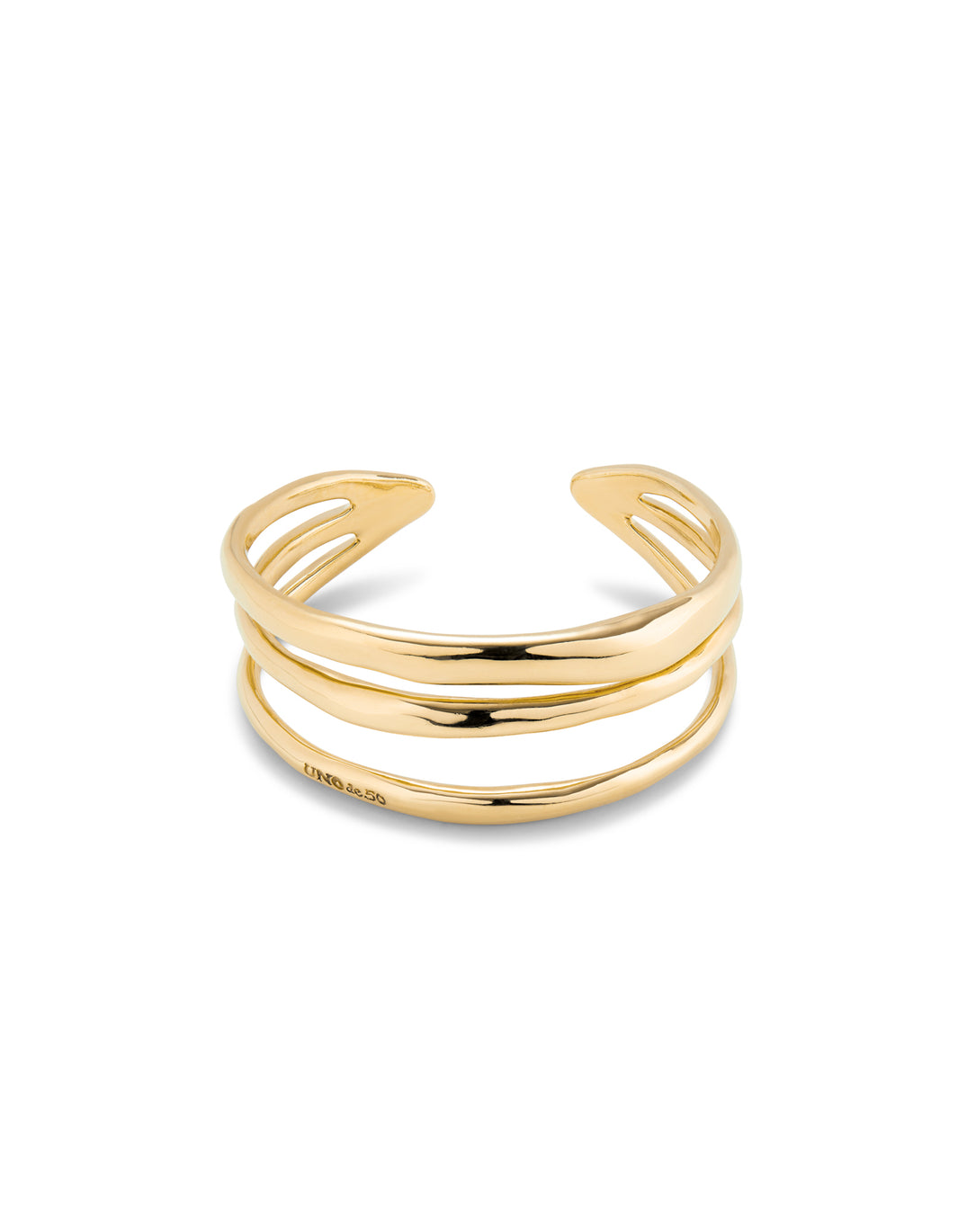 Uno De 50 Gold Triple Rigid Cuff Bracelet