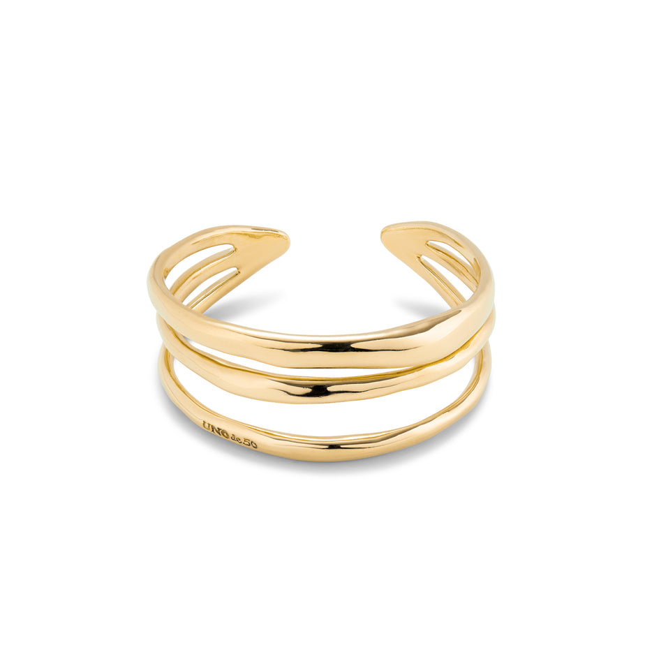 Uno De 50 Gold Triple Rigid Cuff Bracelet