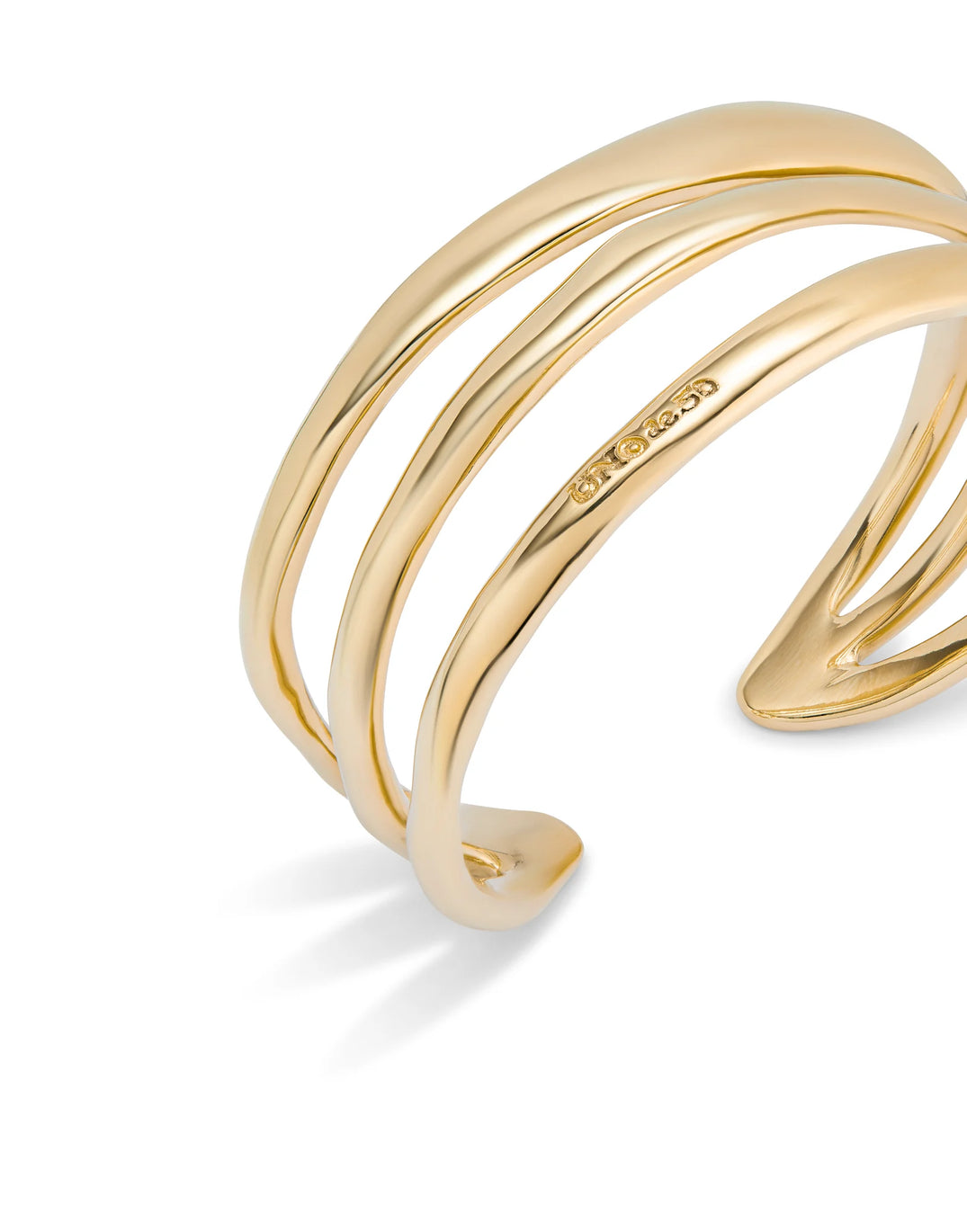 Uno De 50 Gold Triple Rigid Cuff Bracelet
