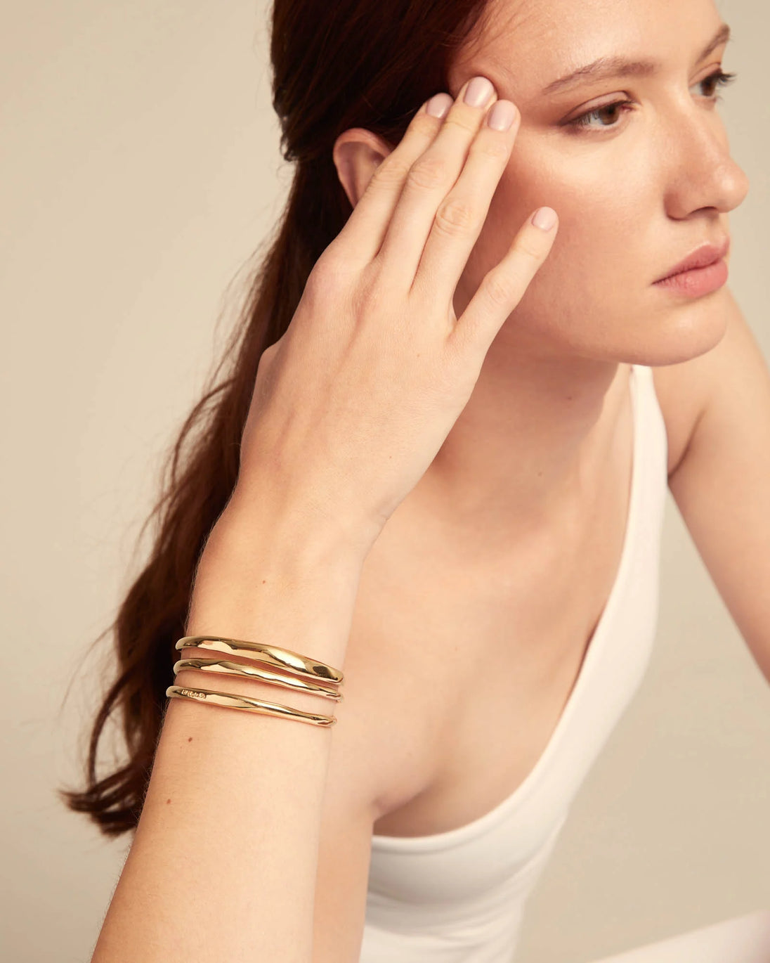 Uno De 50 Gold Triple Rigid Cuff Bracelet