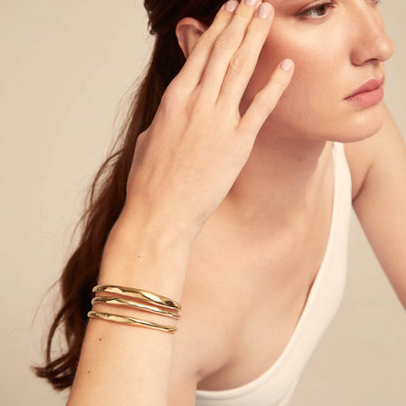 Uno De 50 Gold Triple Rigid Cuff Bracelet