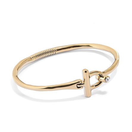 Uno de 50 Gold Plated Bangle bracelet with white topaz